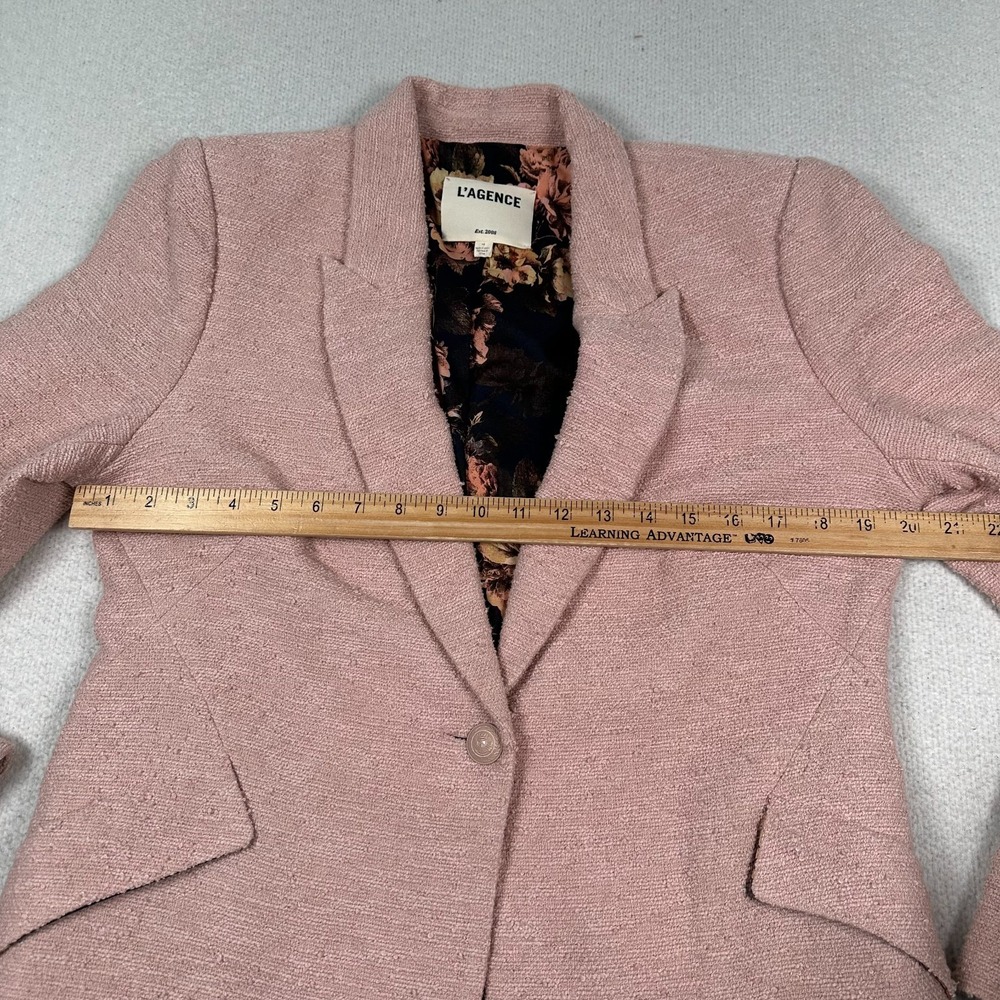 L'Agence‎ Chamberlain Single Breasted Blazer Sz 10 Tweed Boucle Office Pink - Picture 7 of 14